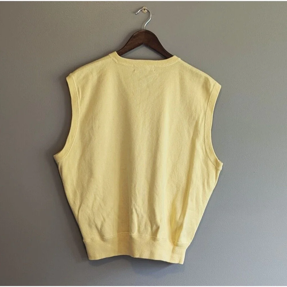 Vintage Polo Golf Ralph Lauren Mens Large Yellow V Neck Sweater Vest Cotton USA